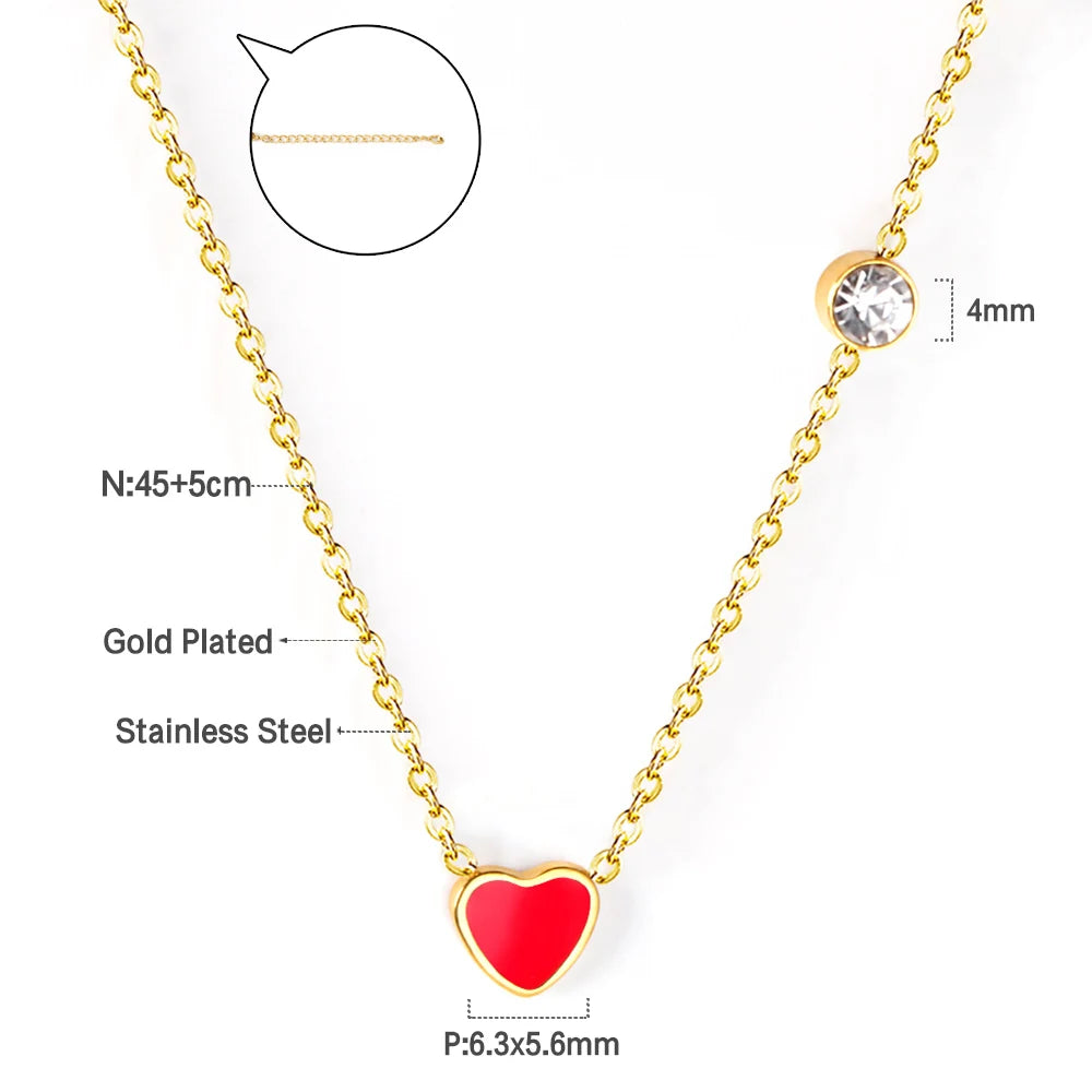 LUXUKISSKIDS Fashion Simple Heart Pendant Necklace for You Small Love Shape Stainless Steel Black Hearts Clavicle Choker Jewelry