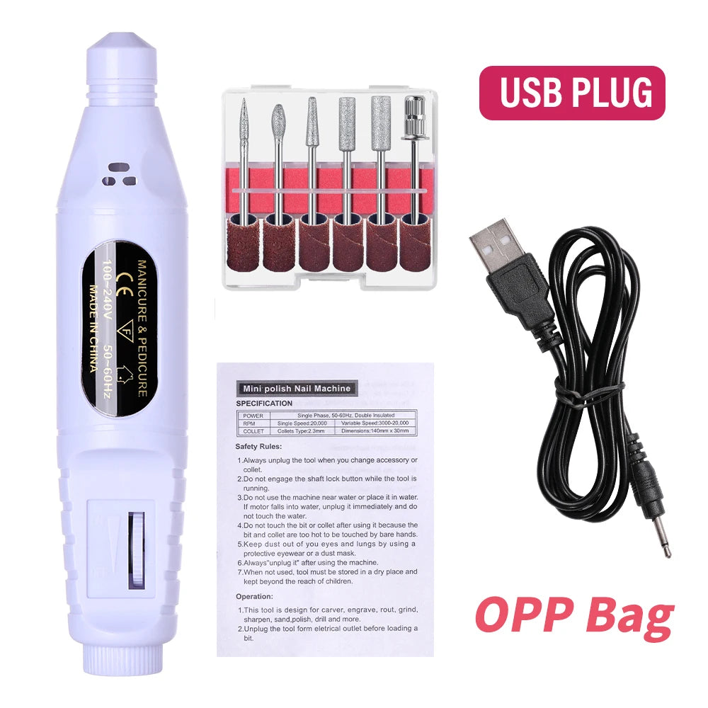 LINMANDA 6 In 1 Electric Nail Drills Kit Remove Polisher Manicure Portable Nail File Nail Drill Equipment Pen Tools Machine