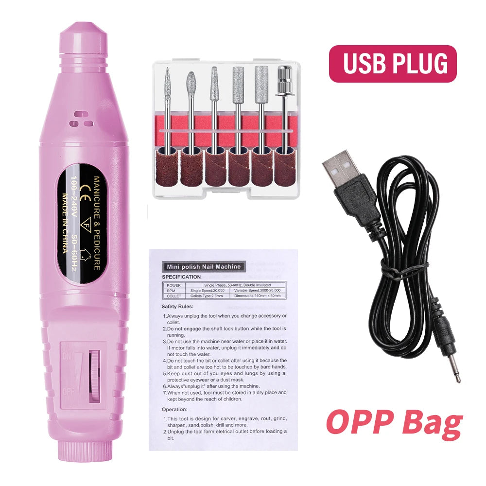 LINMANDA 6 In 1 Electric Nail Drills Kit Remove Polisher Manicure Portable Nail File Nail Drill Equipment Pen Tools Machine