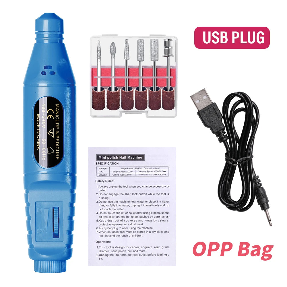 LINMANDA 6 In 1 Electric Nail Drills Kit Remove Polisher Manicure Portable Nail File Nail Drill Equipment Pen Tools Machine