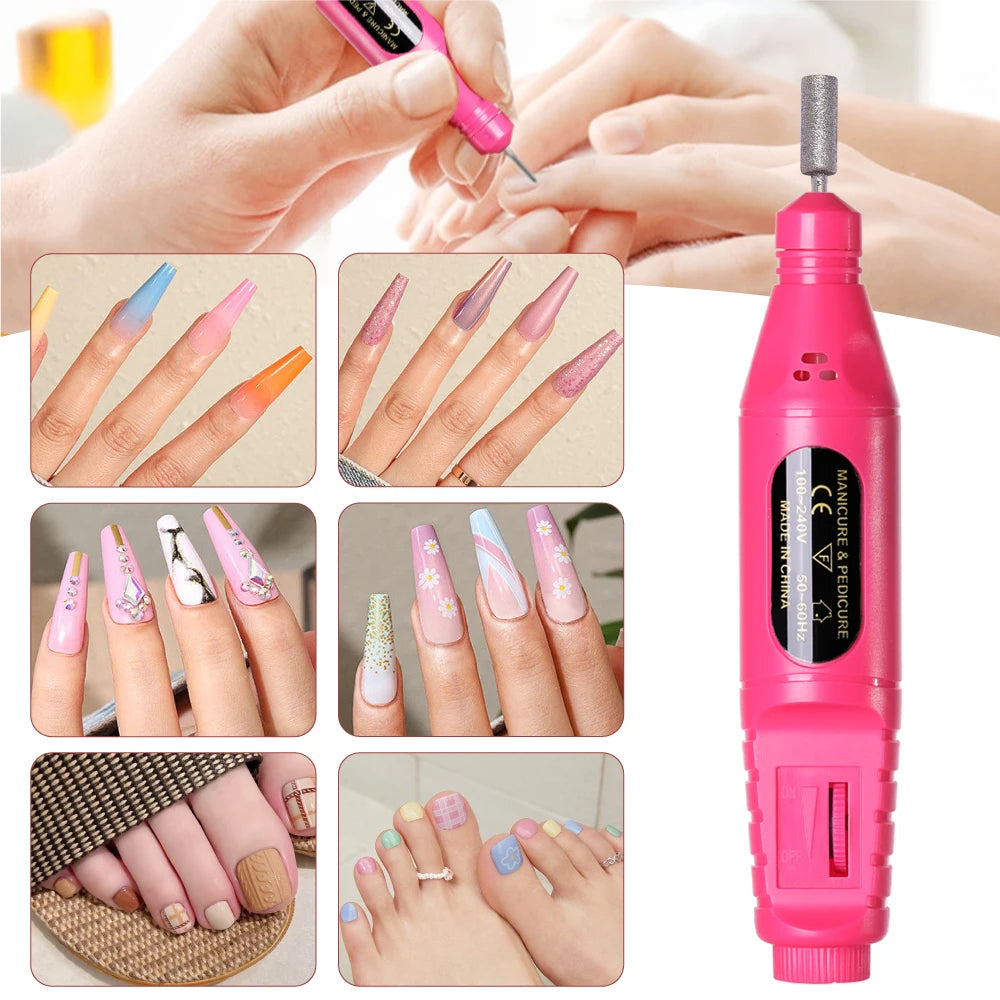LINMANDA 6 In 1 Electric Nail Drills Kit Remove Polisher Manicure Portable Nail File Nail Drill Equipment Pen Tools Machine