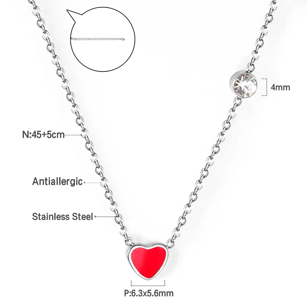 LUXUKISSKIDS Fashion Simple Heart Pendant Necklace for You Small Love Shape Stainless Steel Black Hearts Clavicle Choker Jewelry