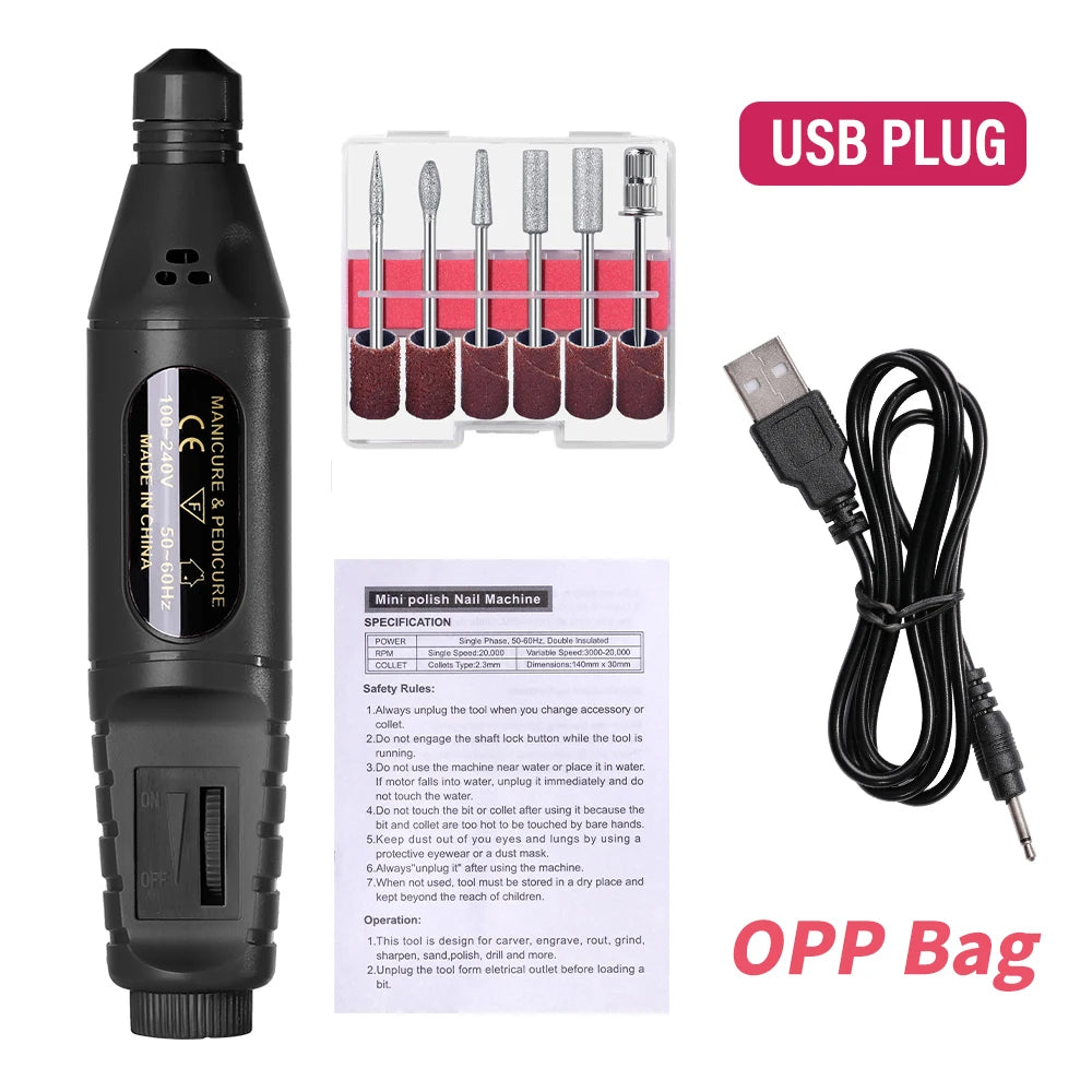 LINMANDA 6 In 1 Electric Nail Drills Kit Remove Polisher Manicure Portable Nail File Nail Drill Equipment Pen Tools Machine