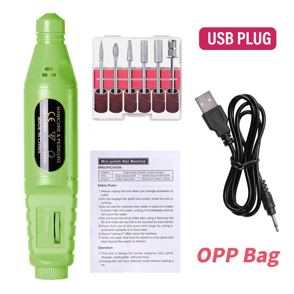 LINMANDA 6 In 1 Electric Nail Drills Kit Remove Polisher Manicure Portable Nail File Nail Drill Equipment Pen Tools Machine