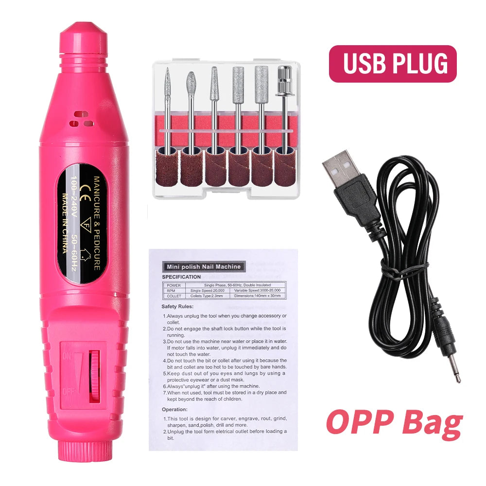LINMANDA 6 In 1 Electric Nail Drills Kit Remove Polisher Manicure Portable Nail File Nail Drill Equipment Pen Tools Machine