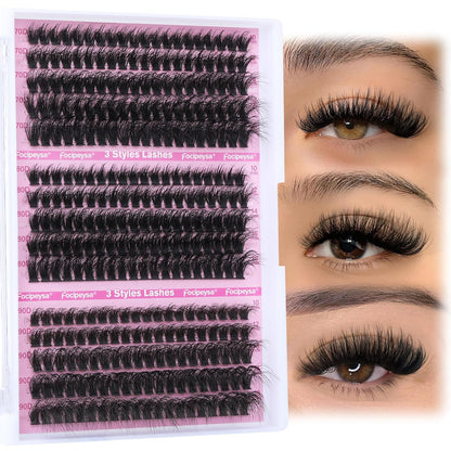 Volume Lash Extension Mink Thick Cluster Eyelash Extensions 10-18Mm Lash Clusters Individual Lash Extensions DIY Clusters Lashes Extension at Home by  (300Pcs-70P+80P+90P 10-18Mm)