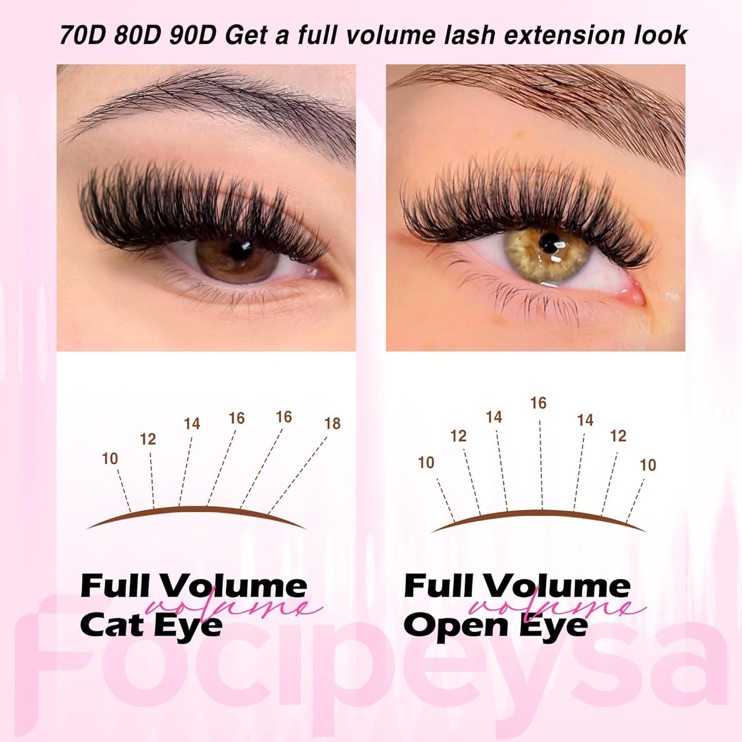 Volume Lash Extension Mink Thick Cluster Eyelash Extensions 10-18Mm Lash Clusters Individual Lash Extensions DIY Clusters Lashes Extension at Home by  (300Pcs-70P+80P+90P 10-18Mm)
