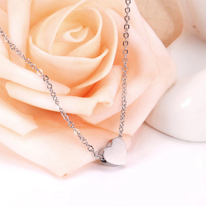 LUXUKISSKIDS Fashion Simple Heart Pendant Necklace for You Small Love Shape Stainless Steel Black Hearts Clavicle Choker Jewelry