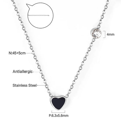 LUXUKISSKIDS Fashion Simple Heart Pendant Necklace for You Small Love Shape Stainless Steel Black Hearts Clavicle Choker Jewelry