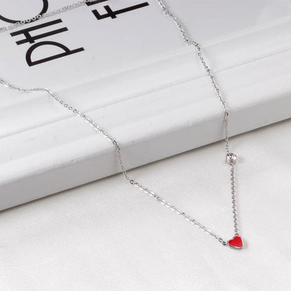 LUXUKISSKIDS Fashion Simple Heart Pendant Necklace for You Small Love Shape Stainless Steel Black Hearts Clavicle Choker Jewelry