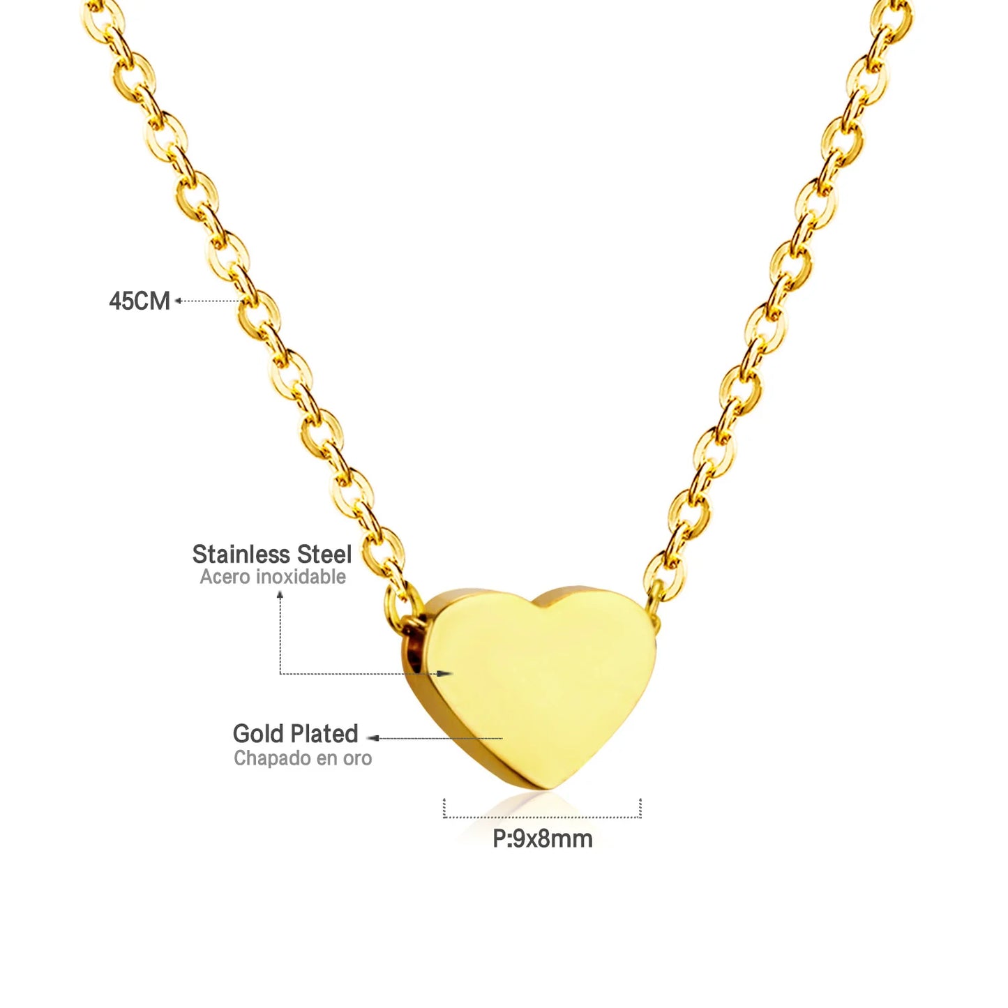 LUXUKISSKIDS Fashion Simple Heart Pendant Necklace for You Small Love Shape Stainless Steel Black Hearts Clavicle Choker Jewelry