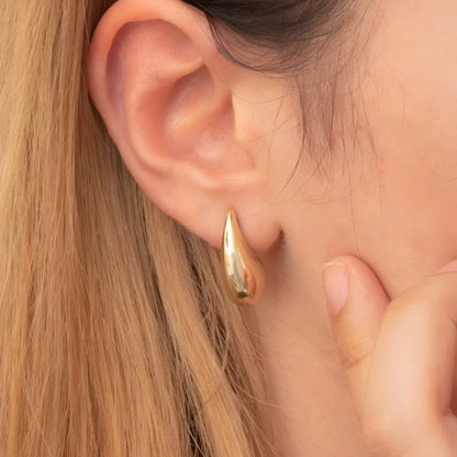 10-31mm Stainless Steel Vintage Chunky Water Drop Earrings For Women Gold Plated Thick Earring Statement Wedding Jewelry Gifts