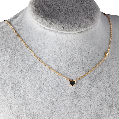 LUXUKISSKIDS Fashion Simple Heart Pendant Necklace for You Small Love Shape Stainless Steel Black Hearts Clavicle Choker Jewelry