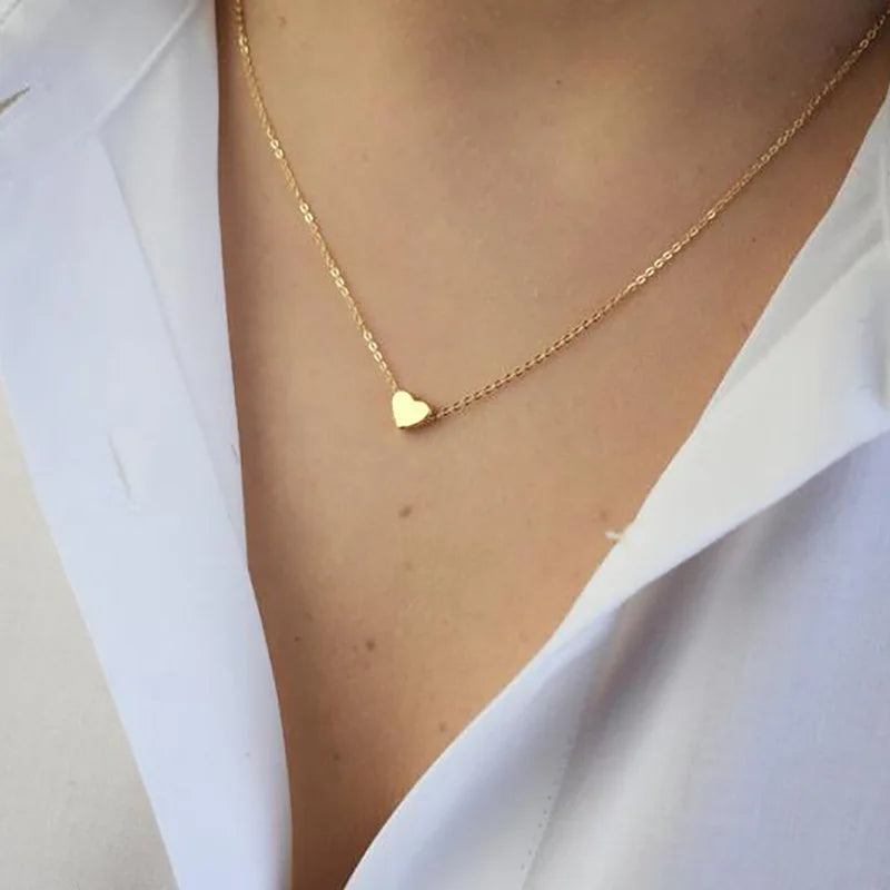 LUXUKISSKIDS Fashion Simple Heart Pendant Necklace for You Small Love Shape Stainless Steel Black Hearts Clavicle Choker Jewelry
