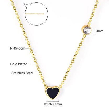 LUXUKISSKIDS Fashion Simple Heart Pendant Necklace for You Small Love Shape Stainless Steel Black Hearts Clavicle Choker Jewelry