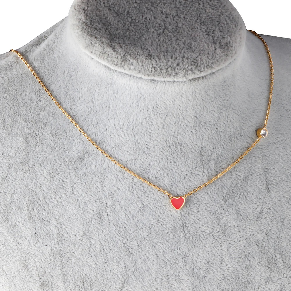 LUXUKISSKIDS Fashion Simple Heart Pendant Necklace for You Small Love Shape Stainless Steel Black Hearts Clavicle Choker Jewelry