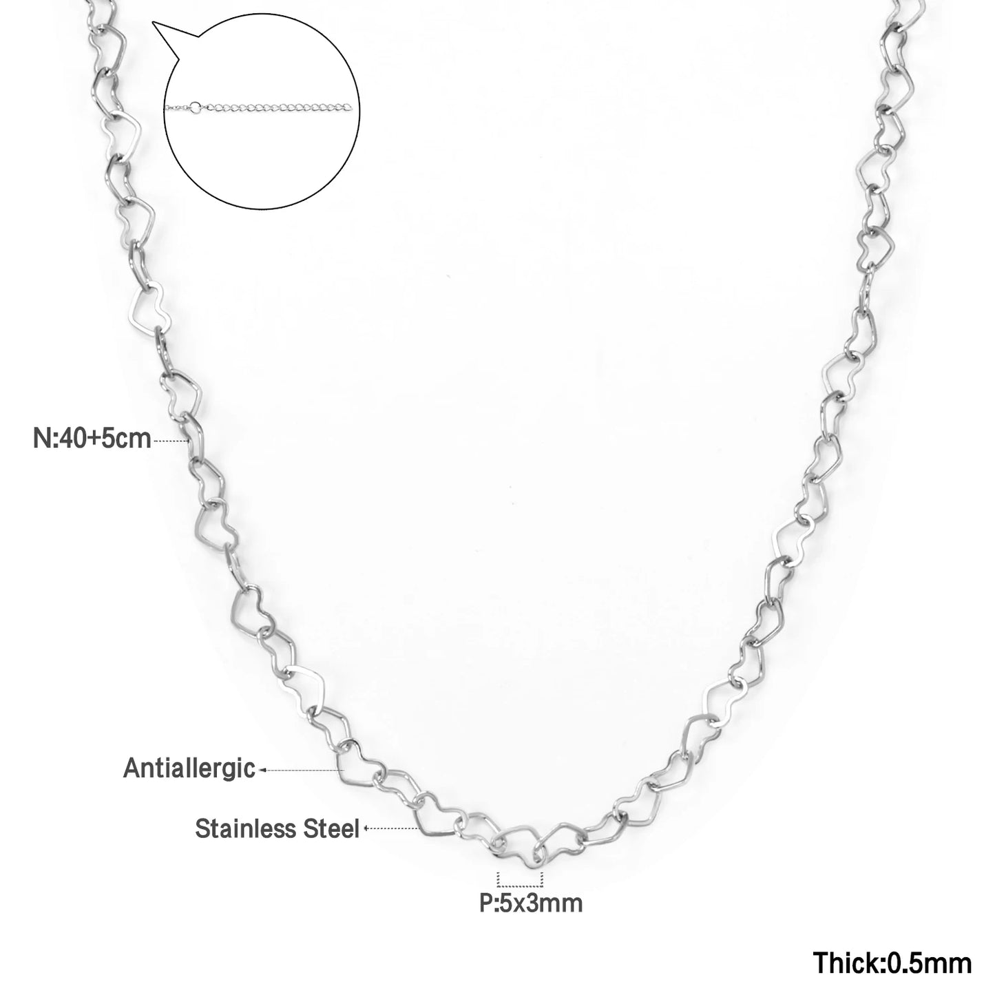 LUXUKISSKIDS Fashion Simple Heart Pendant Necklace for You Small Love Shape Stainless Steel Black Hearts Clavicle Choker Jewelry