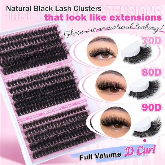 Volume Lash Extension Mink Thick Cluster Eyelash Extensions 10-18Mm Lash Clusters Individual Lash Extensions DIY Clusters Lashes Extension at Home by  (300Pcs-70P+80P+90P 10-18Mm)